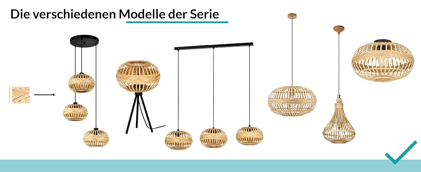 Торшер EGLO Amsfield 1: Стильна металева лампа з бамбуком для вітальні та спальні, E27