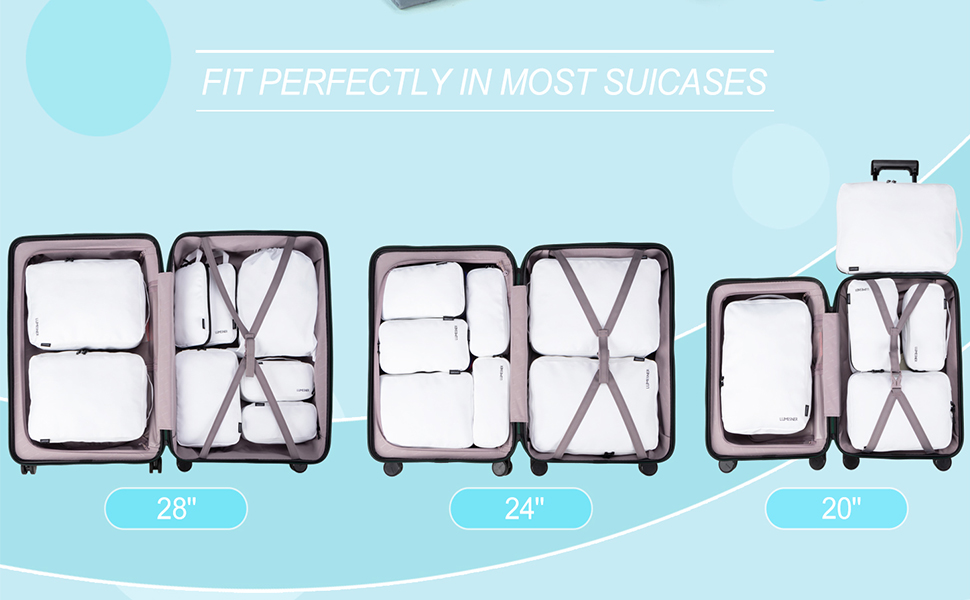 Набір органайзерів для подорожей у валізу Packing Cubes, комплект дорожніх сумок для одягу та косметички (8 предметів, рожевий)