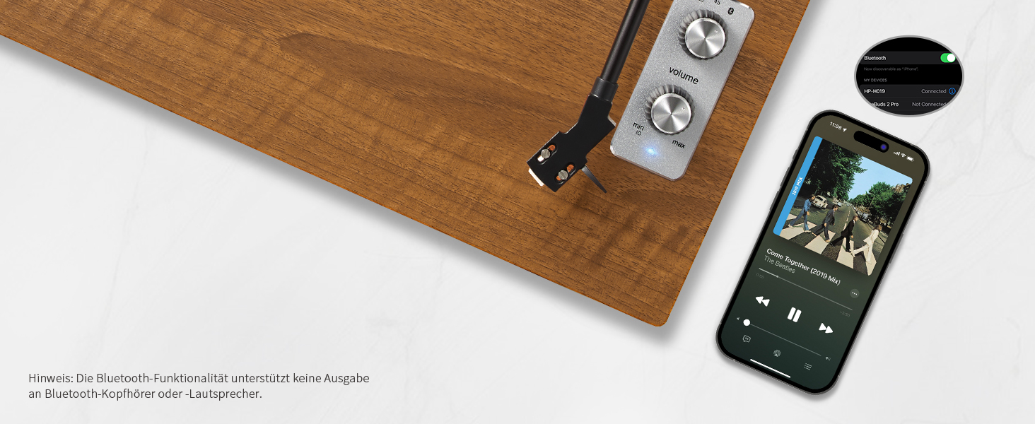 Вініловий програвач ANGELS HORN з Bluetooth, HiFi динаміками, вбудованим фонокоректором, підтримкою 33/45 об/хв та головкою AT-3600L
