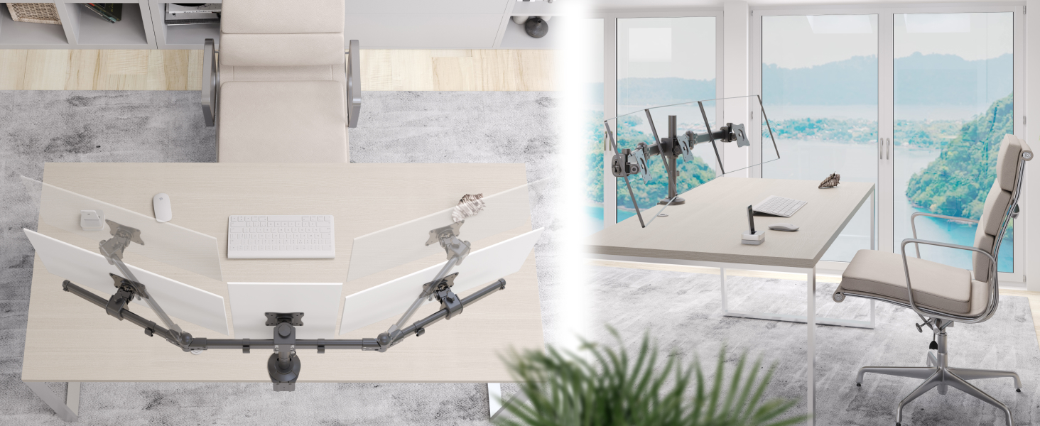 Підставка для монітора RICOO на 2 монітори, Dual Monitor Arm, TS7811, для комп'ютерів та ігор, 13-27 дюймів