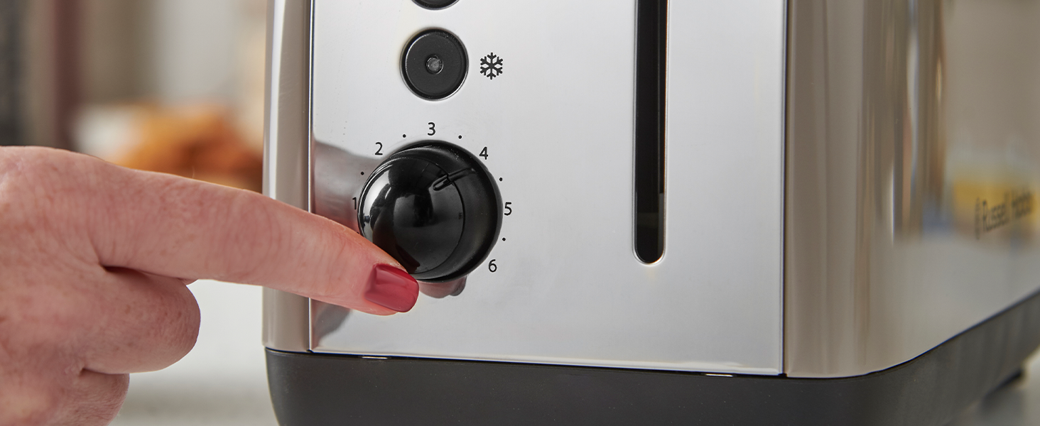 Тостер Russell Hobbs Colours Plus Edelstahl на 2 тости, Мока. Широкі слоти, підставка для булочок, 6 режимів, розморожування, Lift & Look, 1600 Вт