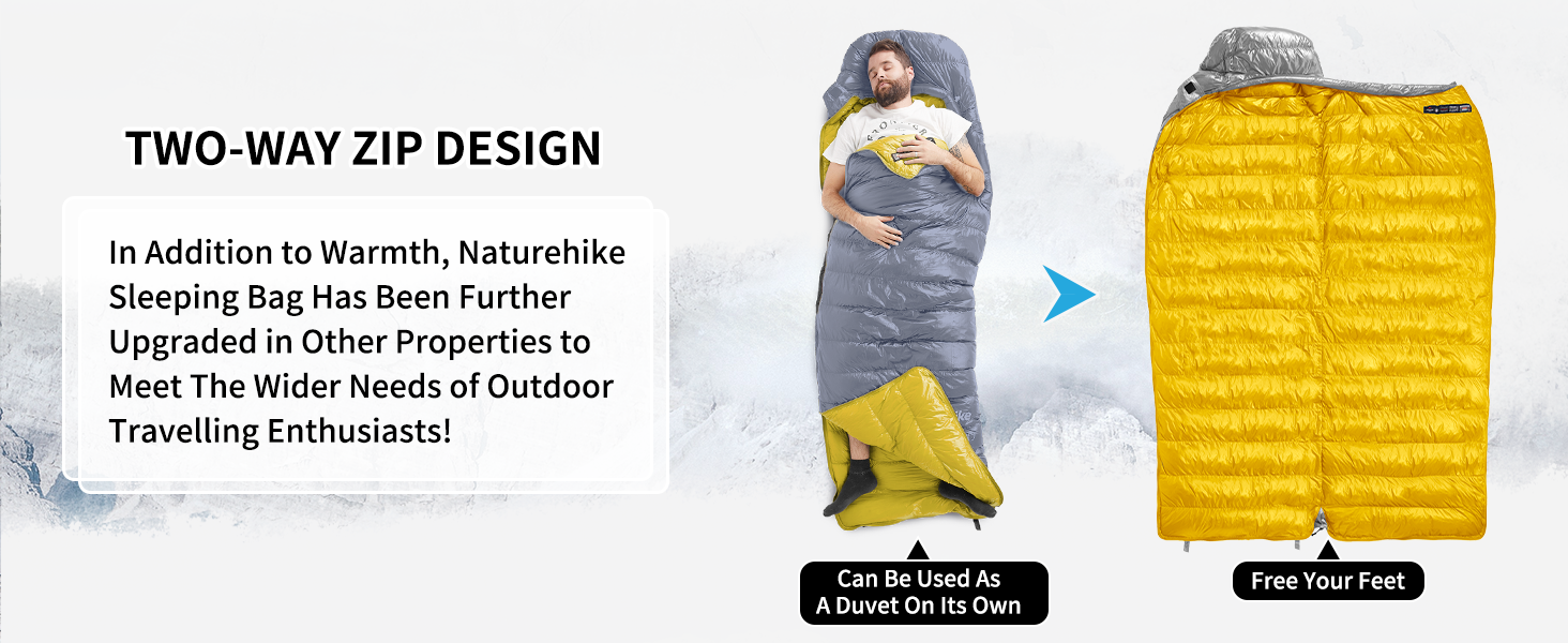 Ультралегкий спальний мішок Naturehike CW400 RDS пух, 4 сезони, компактний для кемпінгу та подорожей, сірий, розмір M (температура комфорту 6°C)