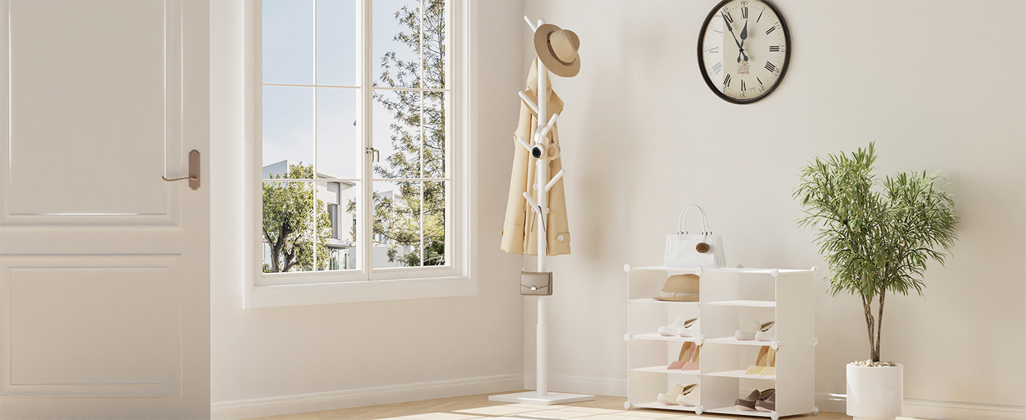 Дерев'яна вішалка для одягу Yawinhe, 180 см, 8 гачків, 3 рівня, для передпокою