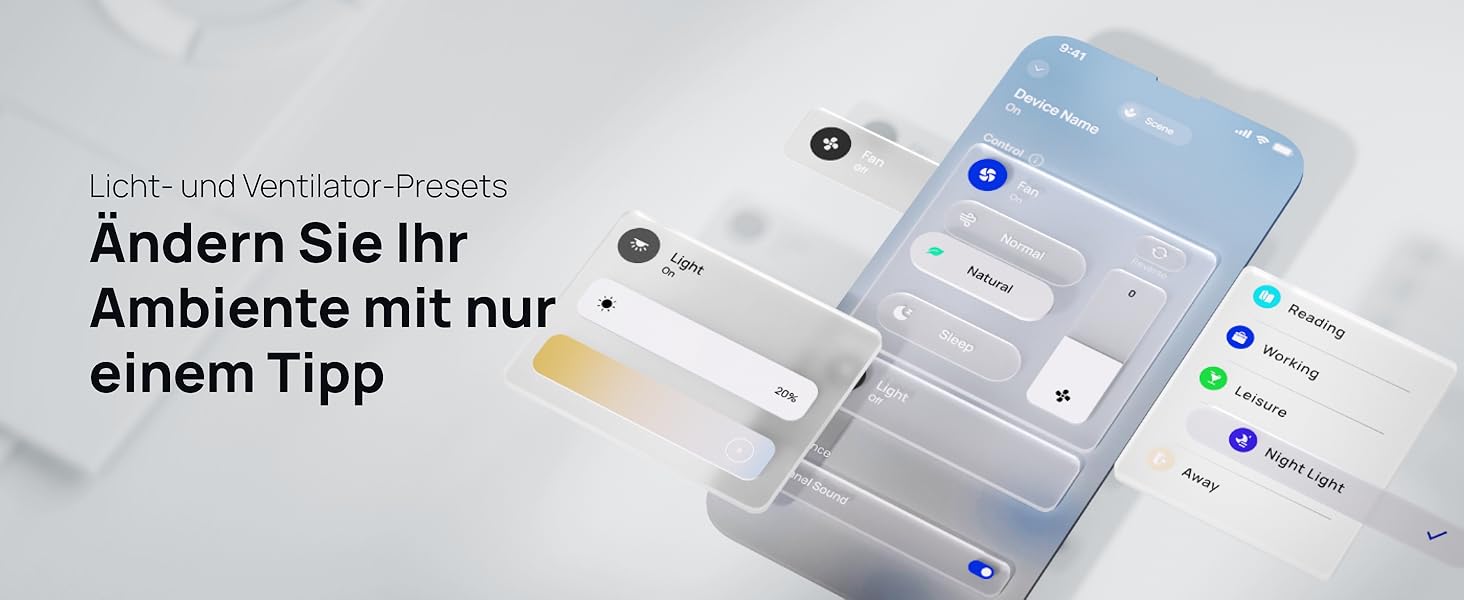 Стельовий вентилятор DREO з LED підсвічуванням та пультом керування, 12 швидкостей, 3 режими, білий з імітацією дерева