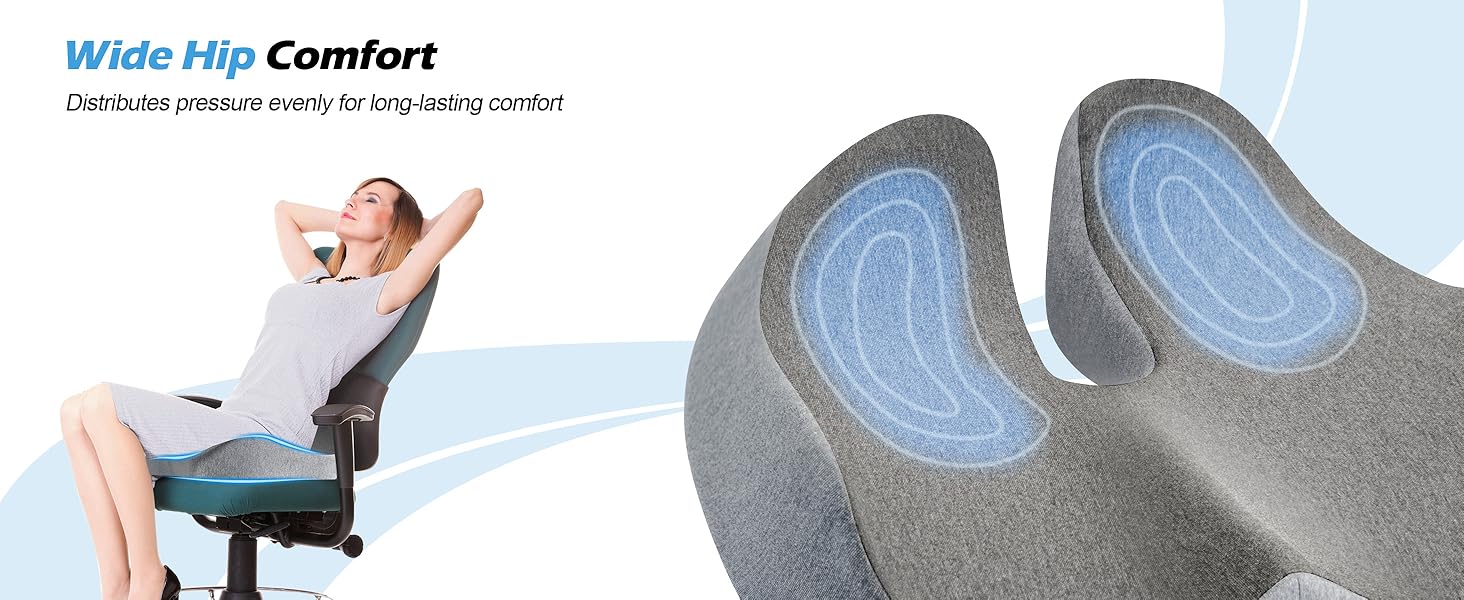 Подушка для офісного крісла Lofty Aim з Memory Foam: ергономічна, для куприка, при болях в спині та сідницях, для офісу, авто, літака, інвалідного візка – чорний та сірий