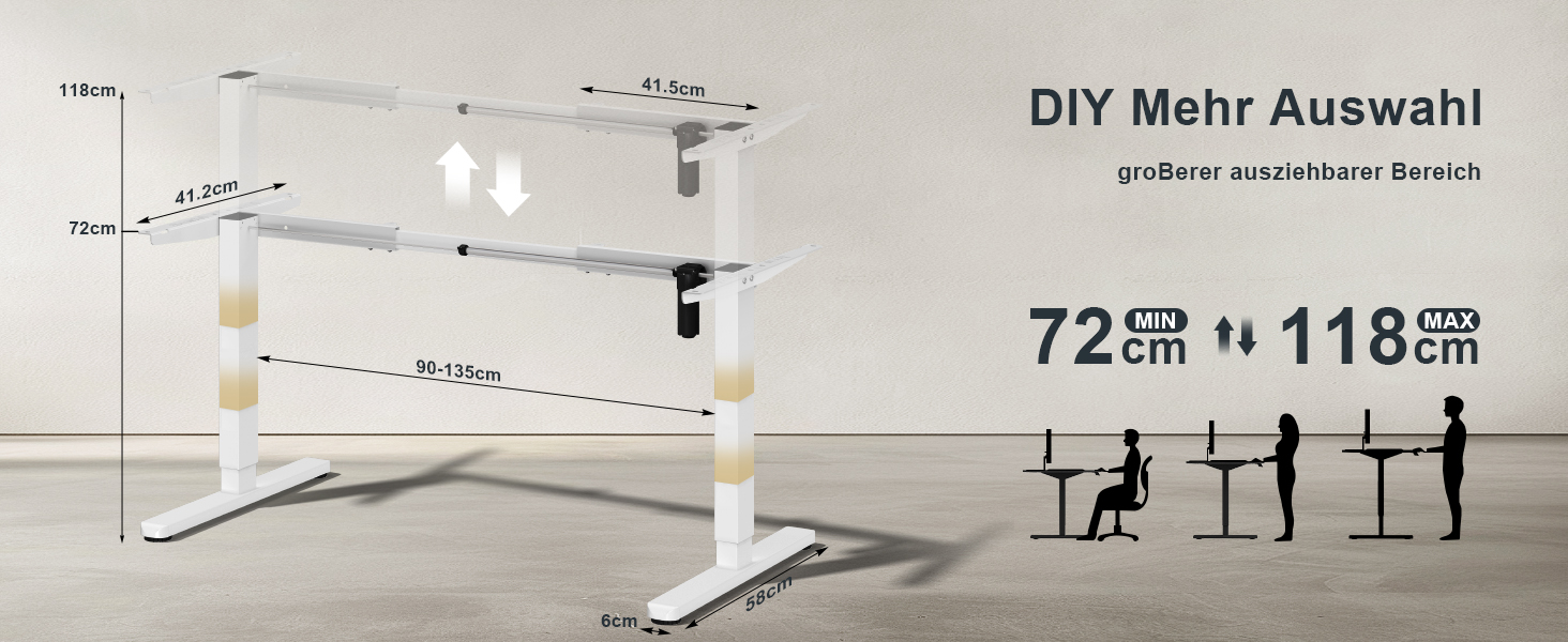 Електричний регульований стіл Flamaker з телескопічною основою та пам'яттю, білий