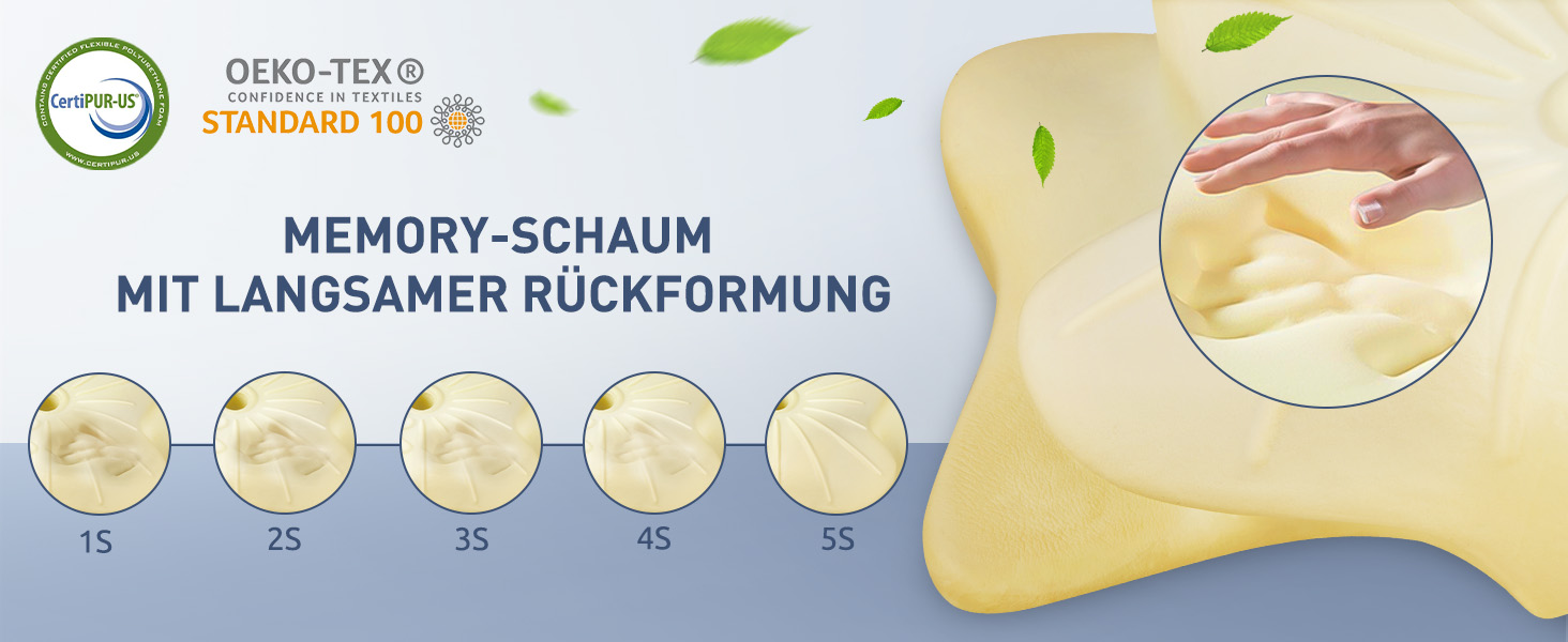 Подушка з піною з пам'яті DONAMA: ергономічна подушка для шиї, для сну на боці, спині та животі