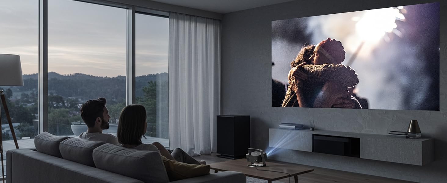 Проектор Beamer 4K з підтримкою 1500 ANSI, 1080P FHD, Smart, автоматичною корекцією трапеції, електричним фокусом, WiFi 6, Bluetooth для домашнього кінотеатру та на відкритому повітрі (сталево-сірий)