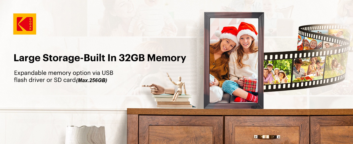 Цифровий фотоальбом Kodak 10 дюймів з Wi-Fi, 32GB, IPS HD сенсорний екран, авто-поворот, для дому та офісу