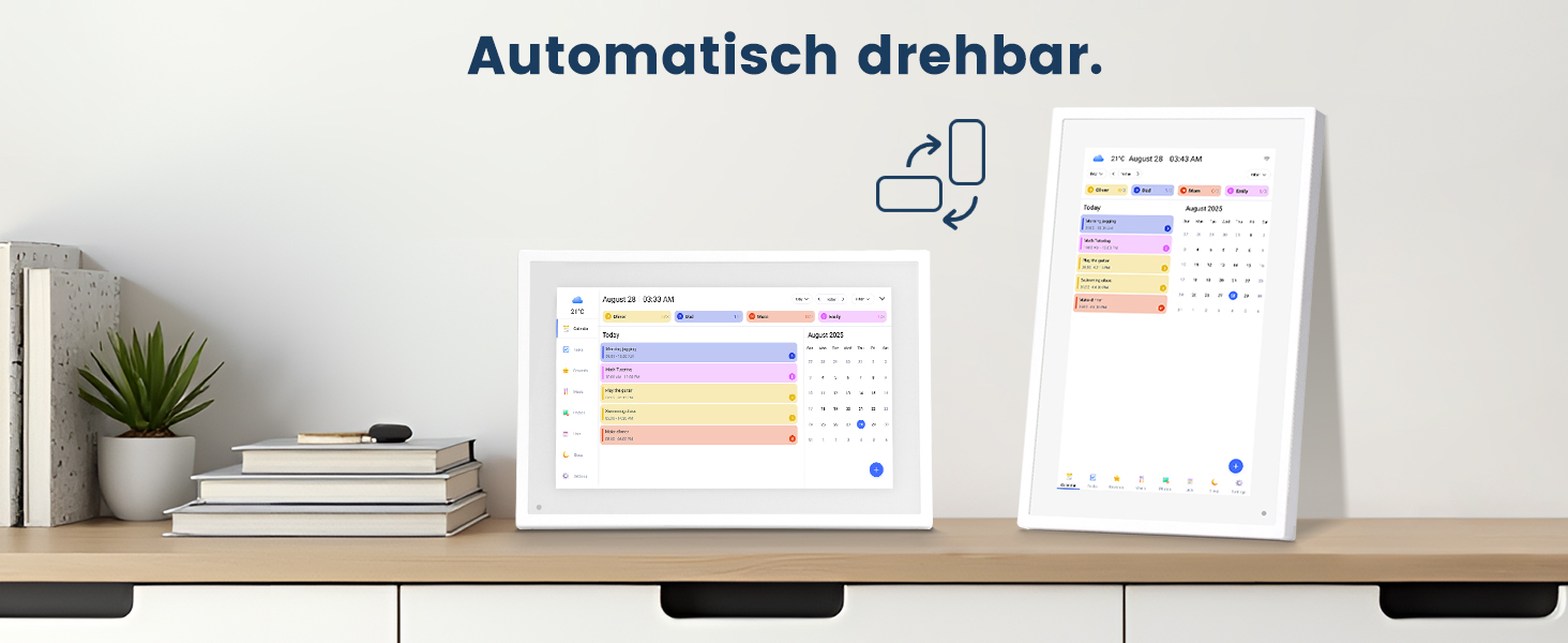 Цифрова фоторамка Frameo 10.1 дюймів WLAN, Full HD IPS сенсорний екран 1280x800, 32ГБ пам'ять, автоматичний поворот, можливість монтажу на стіну, керування через додаток Frameo (Білий)