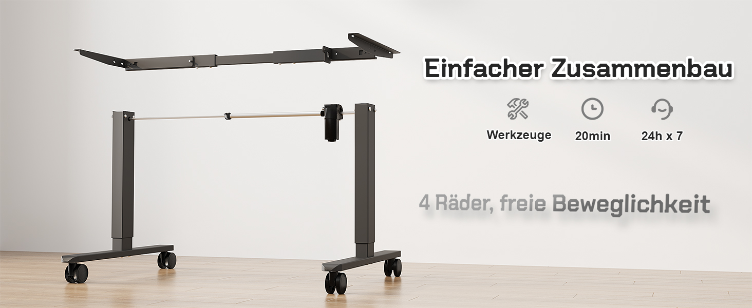 Стол офісний JUMMICO з регулюванням висоти, 100x160 см, 3 положення пам'яті, білий/чорний