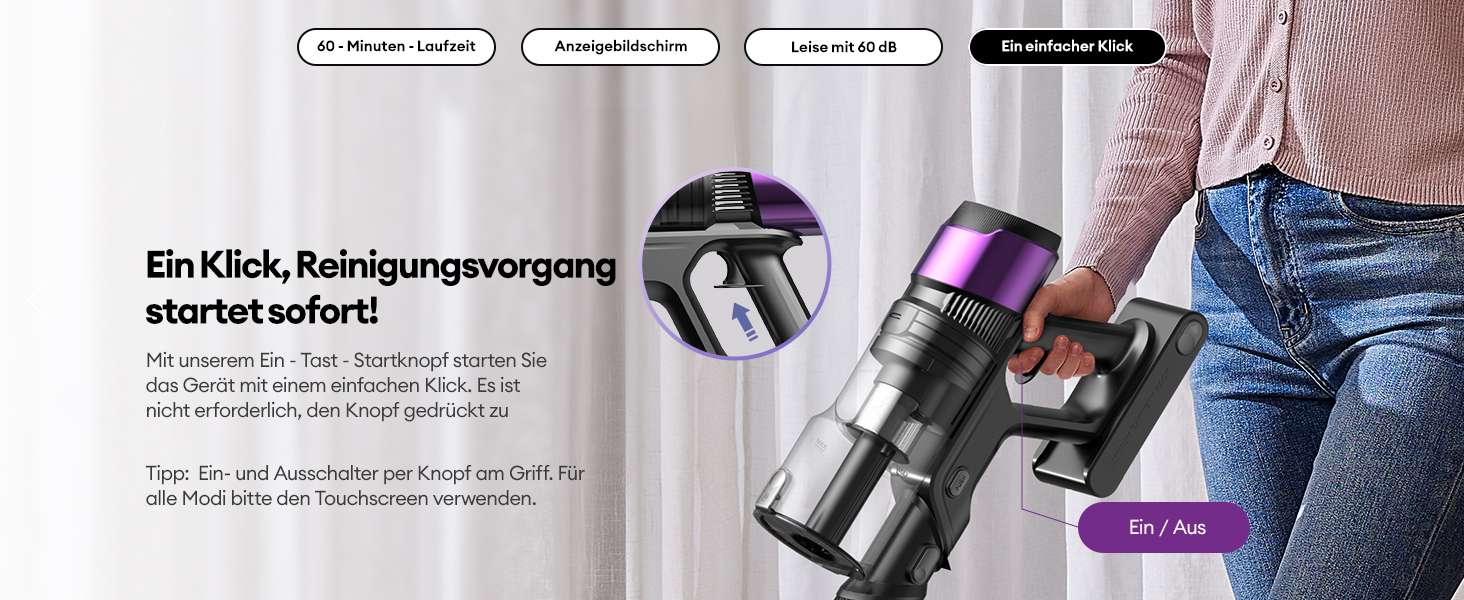 Бездротовий акумуляторний пилосос Ultenic U20: 55000Pa, 600W, 60хв, GreenEye, антинамотування, для твердих поверхонь та килимів