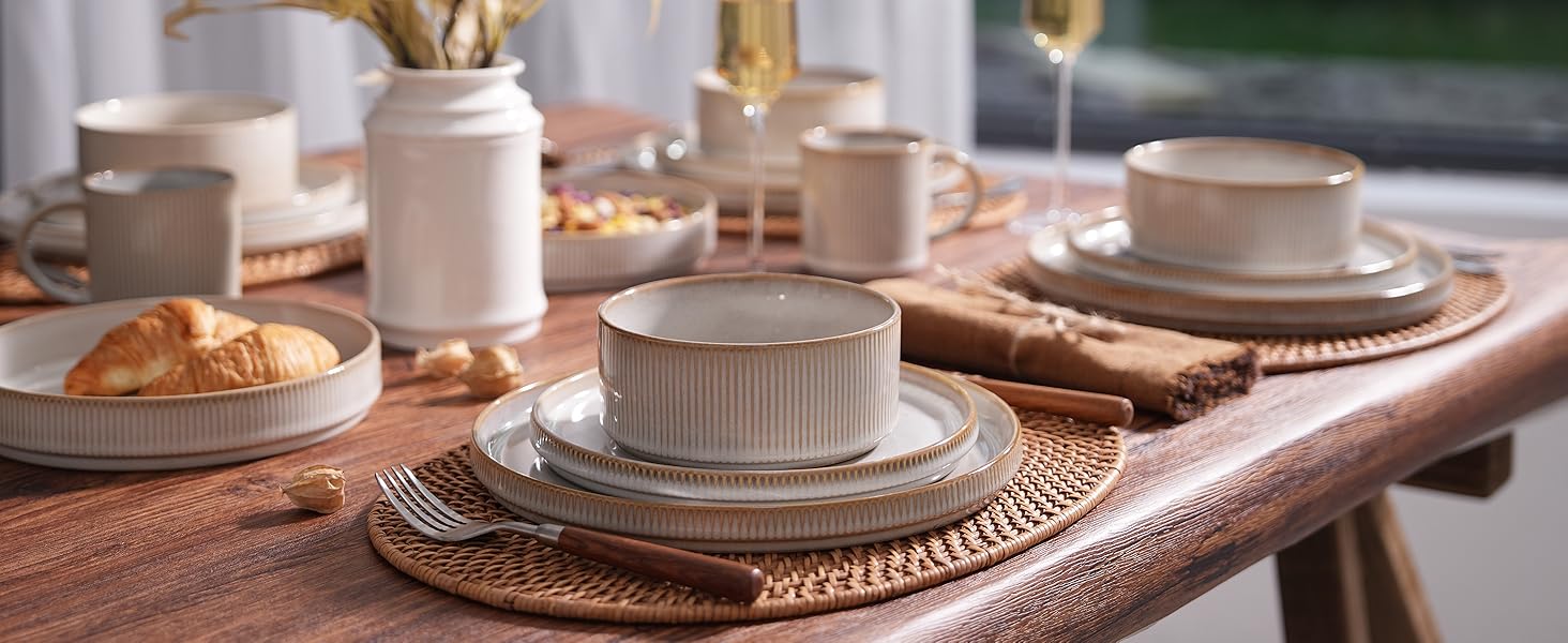 Набір тарілок Star 12 предметів для 4 осіб, керамічний посуд, стійкий до подряпин, для мікрохвильовки та посудомийної машини (Небесно-блакитний, чашки 355 мл, 6 шт.)