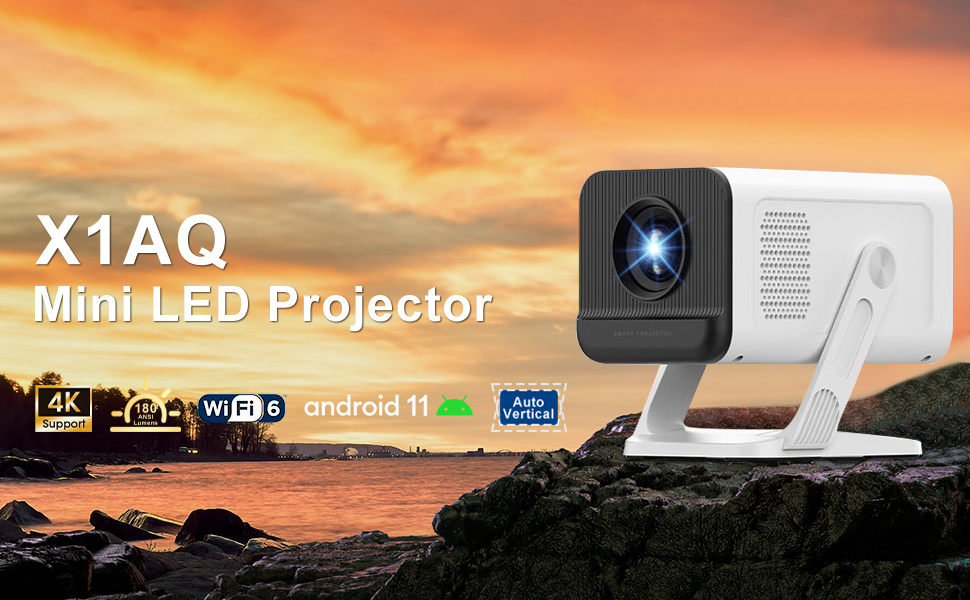 Портативний проєктор ZDSSY Beamer Klein 4K з Wi-Fi 6 та Bluetooth 5.2, автофокусом та корекцією трапеції, підтримкою Android/iPhone/PC/Mac/Switch/PS5