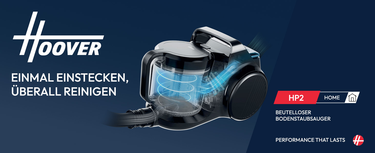 Пилсос Hoover HP1 без мішка, 850W, 2L, EPA-фільтр, аксесуари, радіус дії 7.5м, для твердих поверхонь та килимів