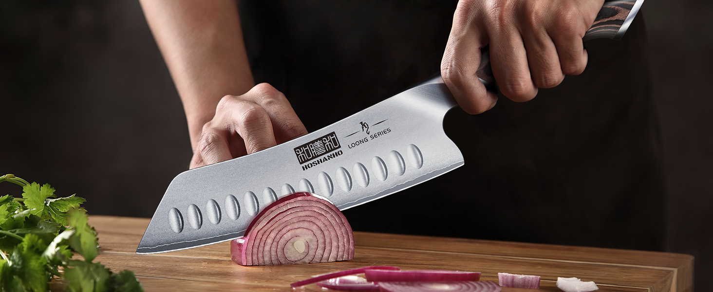 Набір кухонних ножів HOSHANHO 7 предметів: професійний японський набір з нержавіючої сталі з високим вмістом вуглецю, ультрагострі ножі з ергономічними ручками з паккавуда