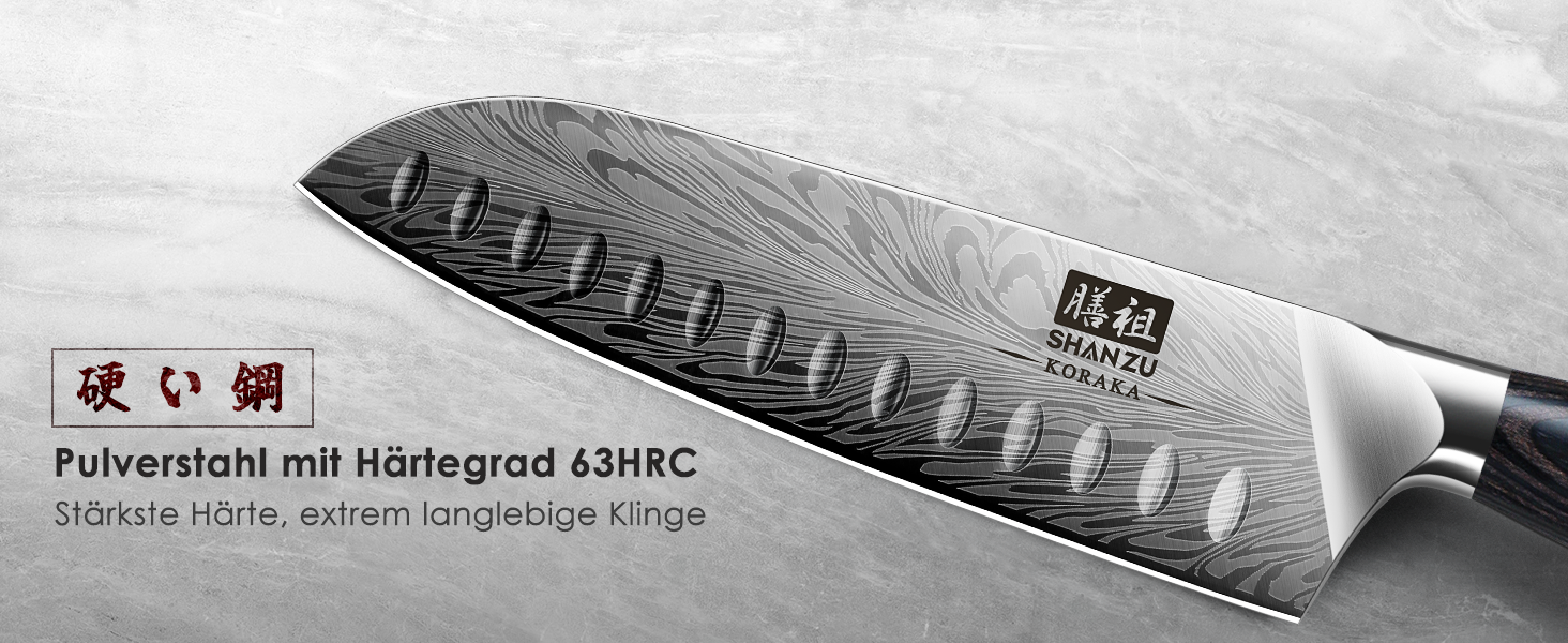 Японський ніж SHAN ZU Santoku 18 см з порошкової сталі - професійний ніж для кухні з ергономічною ручкою