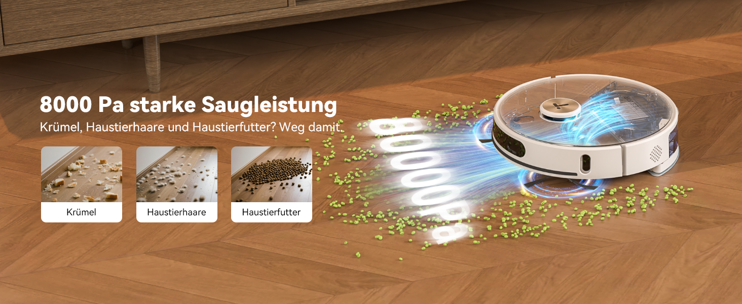 Робот-пилосос Tesvor S8 Pro з функцією миття - 8000Pa, LiDAR-навігація, 240 хв роботи, керування через додаток/Alexa, для тварин, килимів, твердих підлог