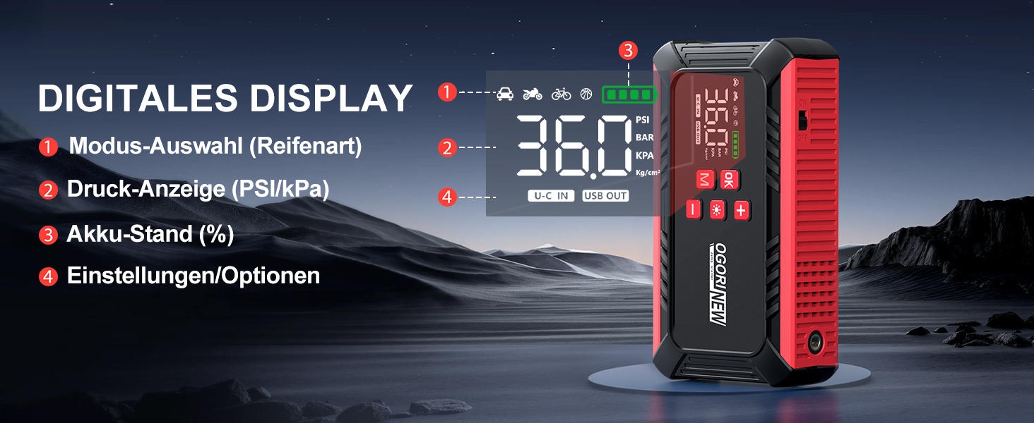 Powerbank для автомобіля з компресором 150 PSI, 7000A, 12V, 8L/10L (бензин/дизель), LED-ліхтарик