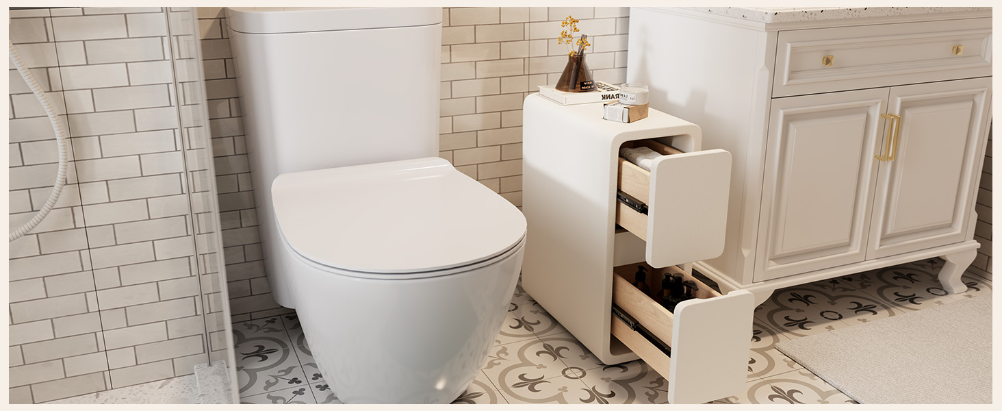 Нічний столик AQIMUELE, білий, з 2 шухлядами, ширина 30 см, без встановлення, з екошкірою