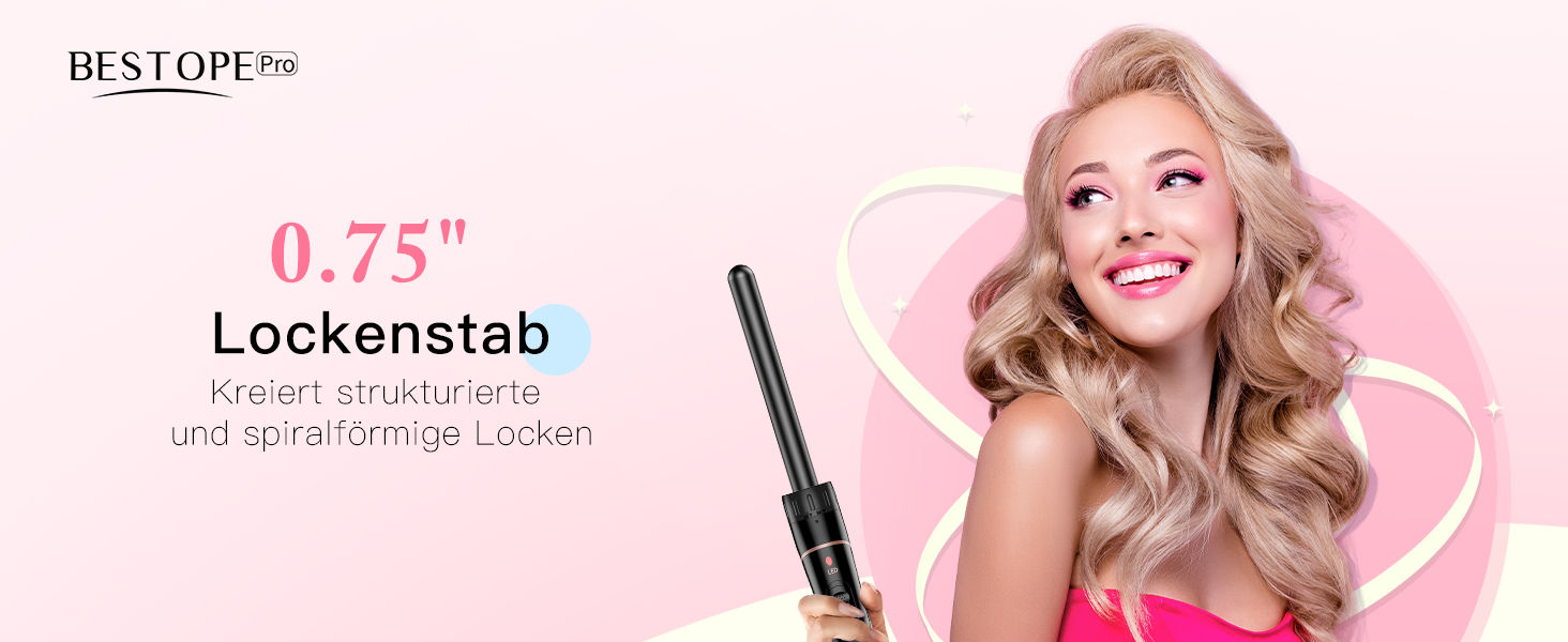 BESTOPE PRO Локкенштаб 6-в-1: великі та малі локони, різні насадки, регулювання температури, чорний