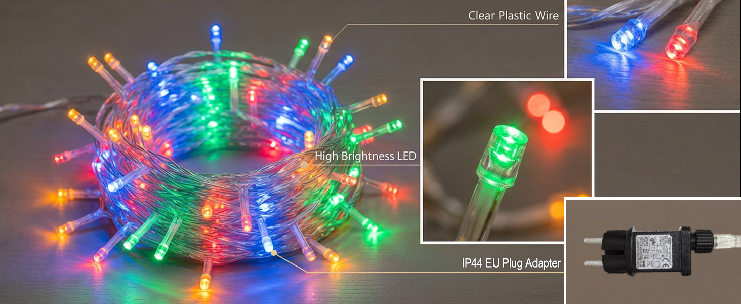 Світлодіодна гірлянда LED 800 світлодіодів, 80м, теплий білий колір, прозорий кабель, для внутрішнього та зовнішнього використання