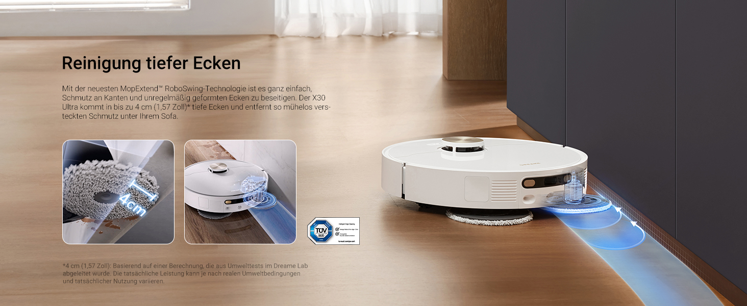Dreame X30 Ultra: робот-пилосос та миючий робот з автоматичною очисткою, знімний миючий моп, інтелектуальна очистка килимів, потужність всмоктування 8300 Pa, білий