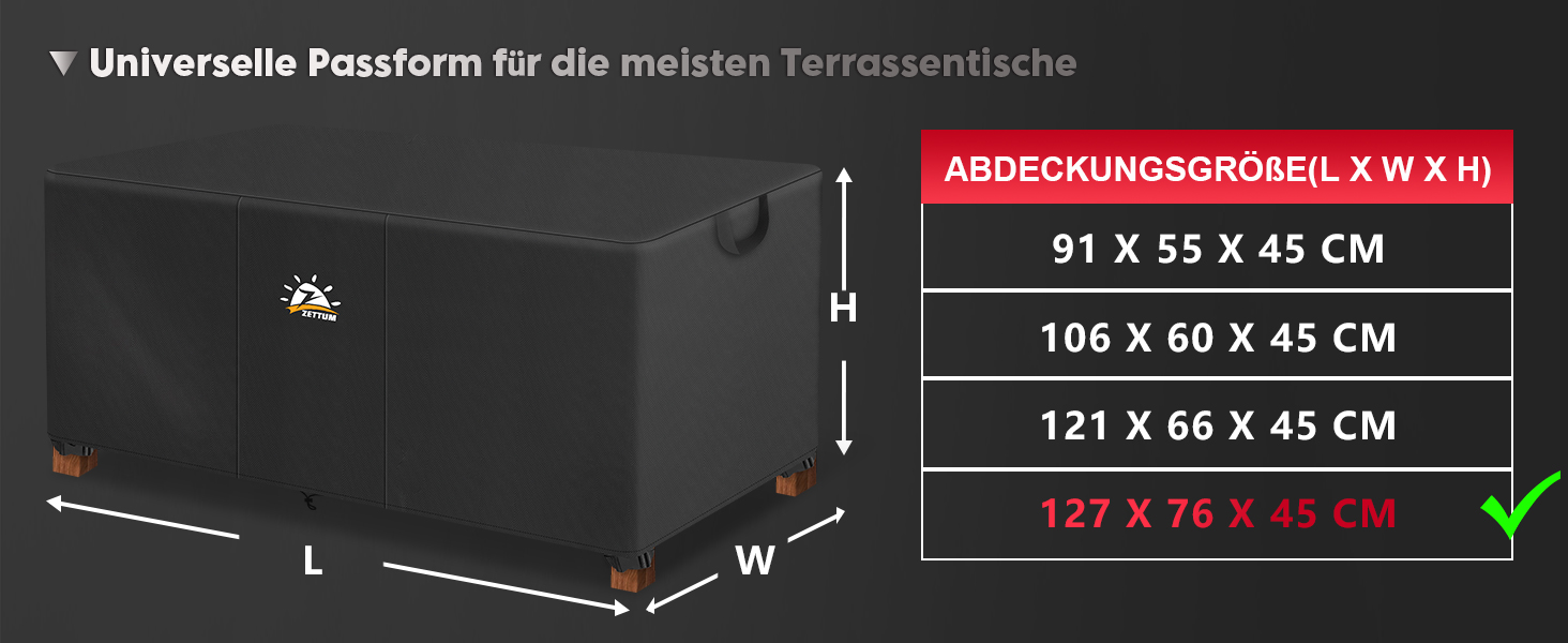 Чохол для садово-патіо меблів Zettum, 600D Oxford PU, водонепроникний, 127x76x45 см