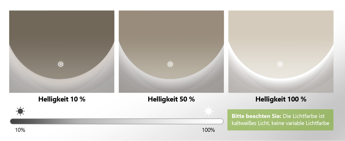 Круглий LED-дзеркало для ванної кімнати S'AFIELINA 60см з підсвічуванням та сенсорним вимикачем, регулювання кольору світла (тепле, нейтральне, холодне), диммування