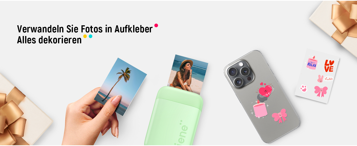 Портативний фотодрук Liene Pearl K100: друк зі смартфона, 50 шт. Zink-паперу, Bluetooth 5.0, сумісний з iOS/Android, для iPhone (зелений)