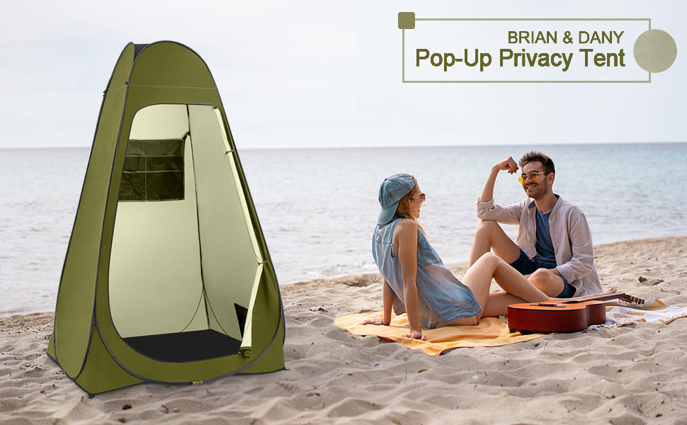 Намет для душу Brian & Dany, кемпінговий, Pop-Up, 120x120x190 см, оливковий, водонепроникний, UPF 50+