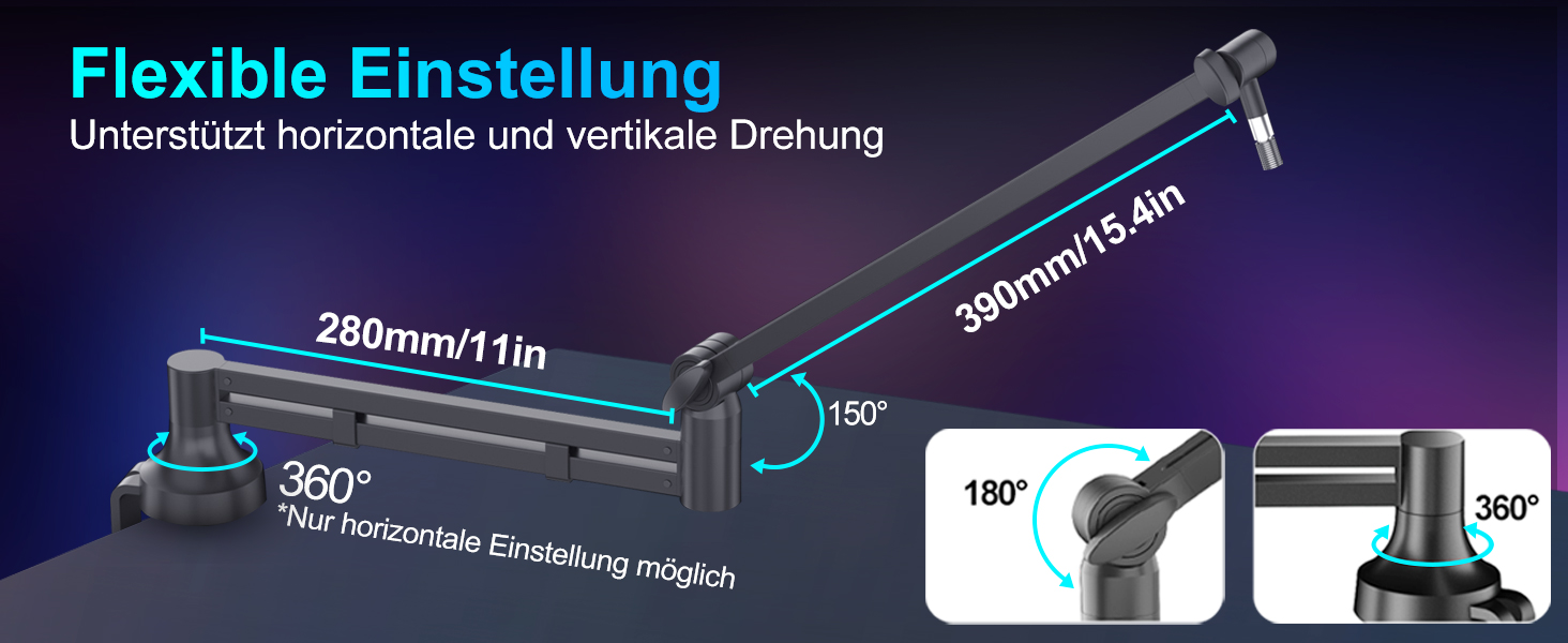 Стійка для мікрофона Low Profile з кріпленням до столу (7 см), адаптери 3/8