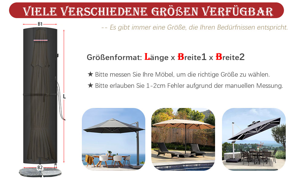 Захисний чохол для парасольки/перголи LAMUNI, 240x58/58 см, водонепроникний, для парасольки 3-5 м, зимовий захист