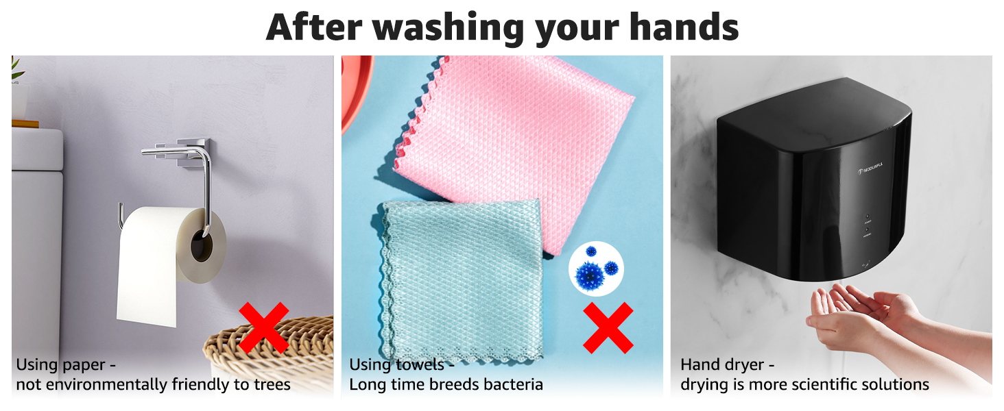 Електричний автоматичний сушар для рук Modunful, настінний, 1200W, чорний