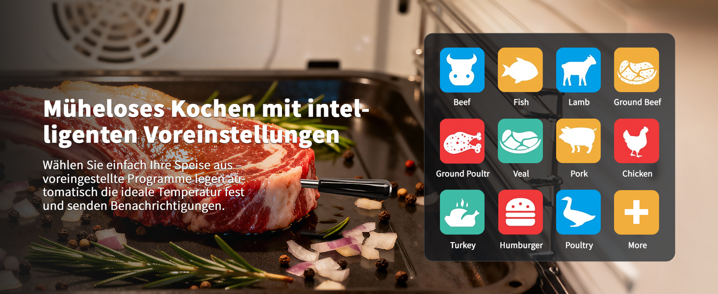 Bluetooth термометр для м'яса Luvan: бездротове підключення, IP67, для BBQ, гриля, духовки та фритюрниці