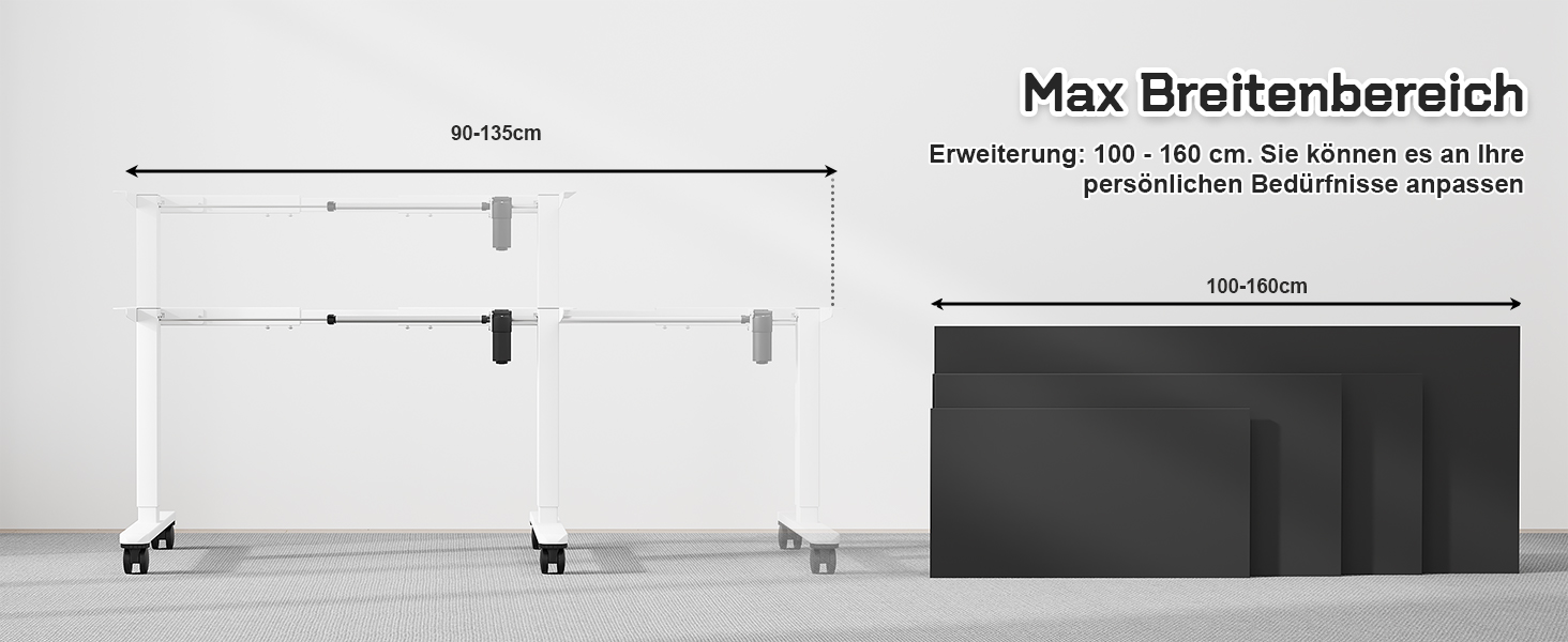 Стіл JUMMICO з регулюванням висоти: міцний каркас, 3 пам'яті, для сидіння та стояння (білий), 100 x 160 см