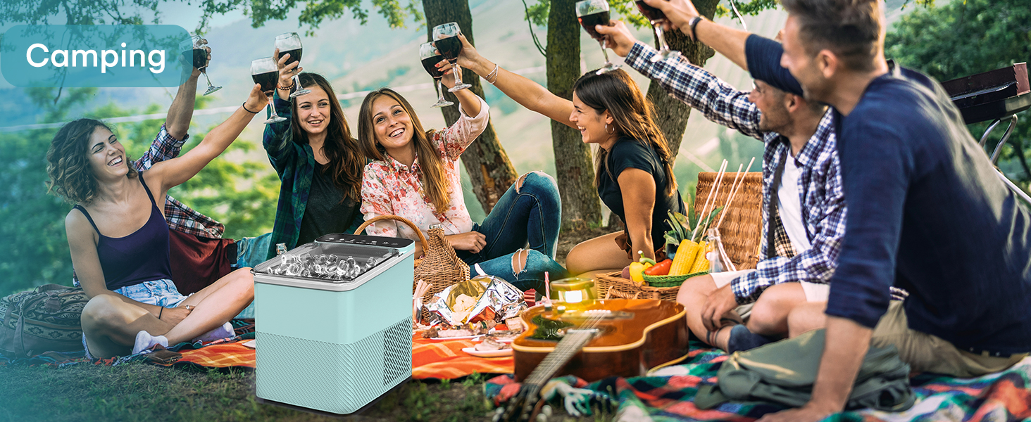 Машина для льоду Fohere портативна, самоочищення, 14 кг/24 год, зелена - для дому, бару, офісу, кемпінгу