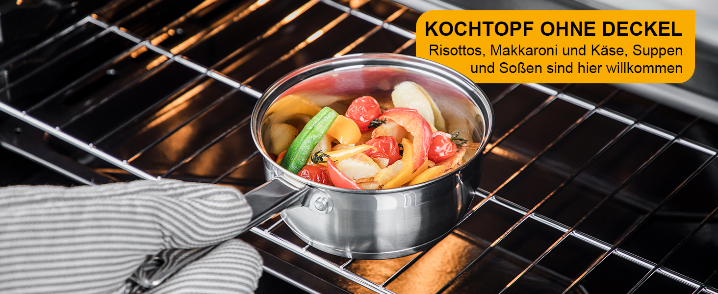 Набір каструль Velaze 7-ка з нержавіючої сталі, з кришками, індукційні, PFOA free, для всіх плит, сріблясті