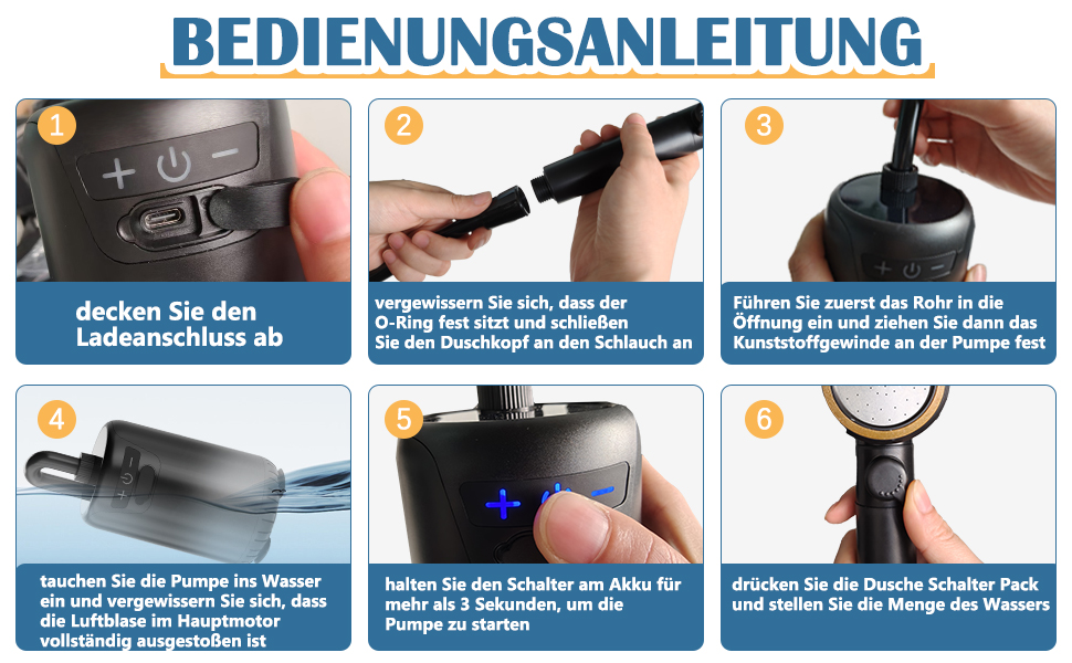 Портативна душова кабіна для кемпінгу з акумулятором 8000mAh, насосом та відром, комплект для відпочинку на природі, туризму, миття авто та тварин