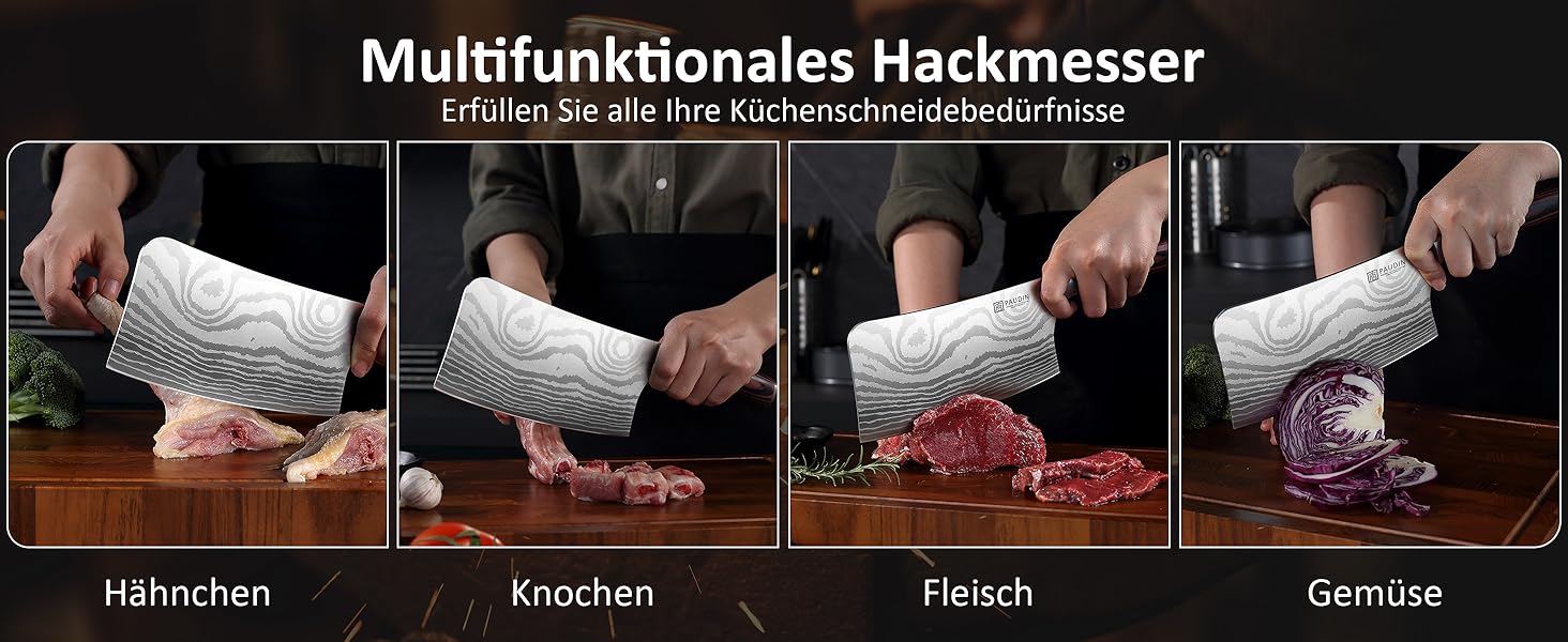 PAUDIN Ніж Сантоку з Дамаської сталі 13 см, професійний кухонний ніж для кухні, надзвичайно гострий, з високоякісної нержавіючої сталі та ергономічною ручкою G10 (ніж-сікач 18 см)