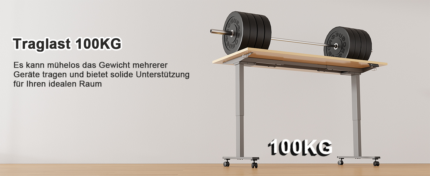 Регульований стіл JUMMICO з міцним металевим каркасом та 2 моторами, 3 пам'яті, для стояння та сидіння (білий), 100 x 140 см, сірий