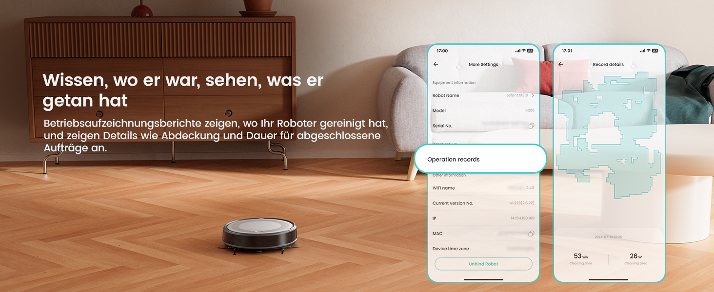 Робот-пилосос LEFANT M310G: 2200Pa, керування через додаток, тиха робота, сумісний з Alexa, для тварин та твердих поверхонь