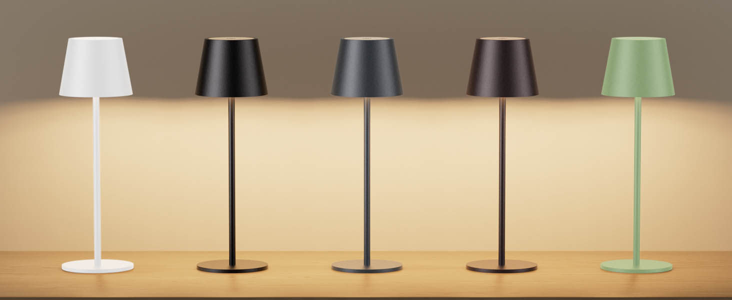 LED-лампа K-Bright на акумуляторі, 4 шт., диммер, 36.5 см, перезарядна, тепле світло 2700K, USB-C, IP54, бежевий колір