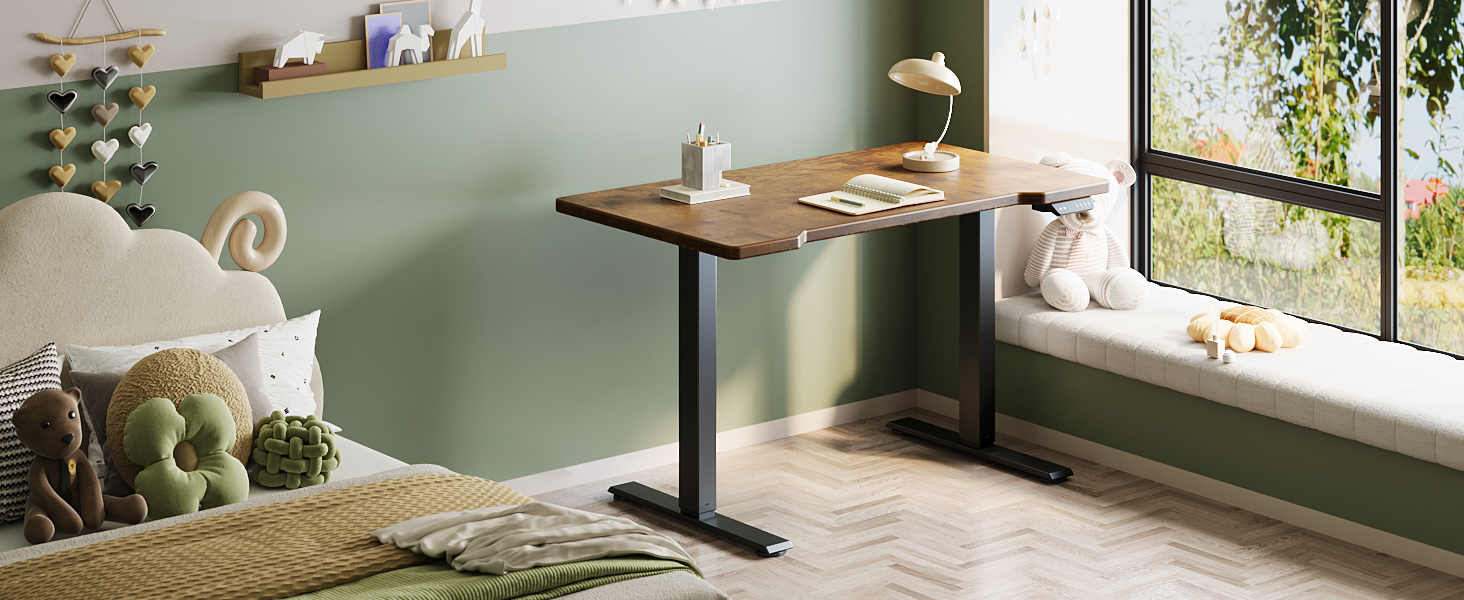 Регульований стіл OffiGo з 2 моторами: чорний, USB-C, 100-200 см, 3 пам'яті