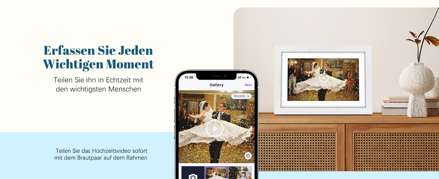 Цифровий фоторамка Eptusmey 10.1 дюймів з Wi-Fi, дуб, 32GB, IPS Touchscreen, відтворення фото/відео через Uhale APP, подарунок для чоловіків та жінок, білий