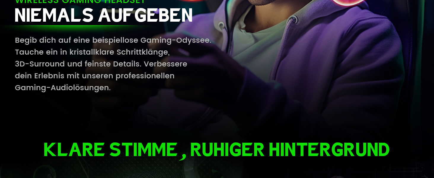 WESEARY WG1 Бездротові ігрові навушники з мікрофоном 2.4G для PS5, PS4, PC, Switch, Mac, Bluetooth, 7.1 Surround Sound, шумозаглушення, LED підсвітка, 50 годин роботи, Jade-Nebel