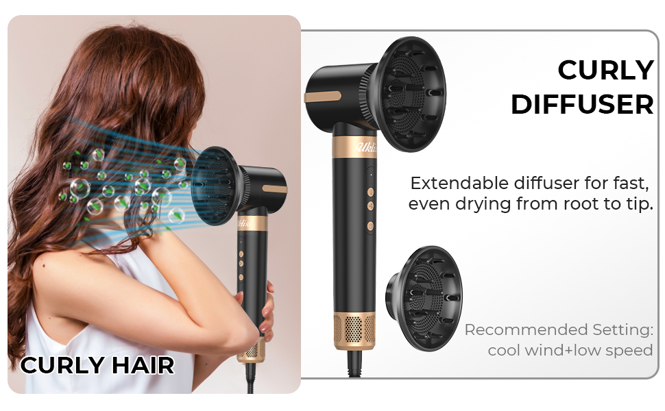 UKLISS Airstyler Pro 7 в 1: Фен-щітка з дифузором, 1400 Вт, 110000 об/хв, професійний стайлер для сушіння, завивки та випрямлення волосся (бірюзовий)