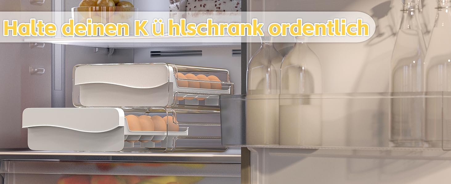 Контейнер для яєць Deecam: органайзер для холодильника на 20 яєць, прозорий, білий