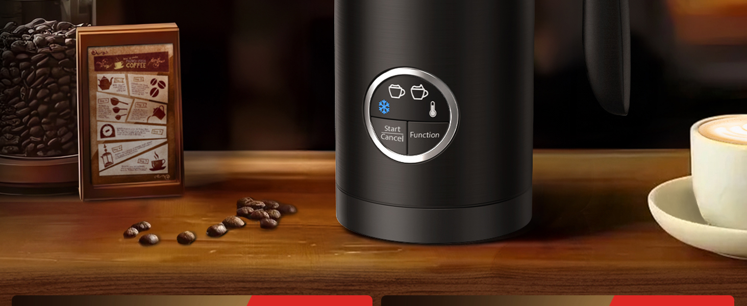 Електричний спінювач молока PARIS RHÔNE 4-в-1, 300 мл, індукція, антипригарне покриття, бездротовий, для гарячого та холодного молока (чорний)