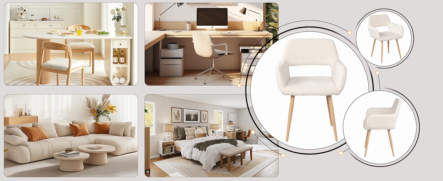 Комплект з 2 стільців для обідньої зони Cosy: м'які, з підлокітниками, білі, 56x56x78 см